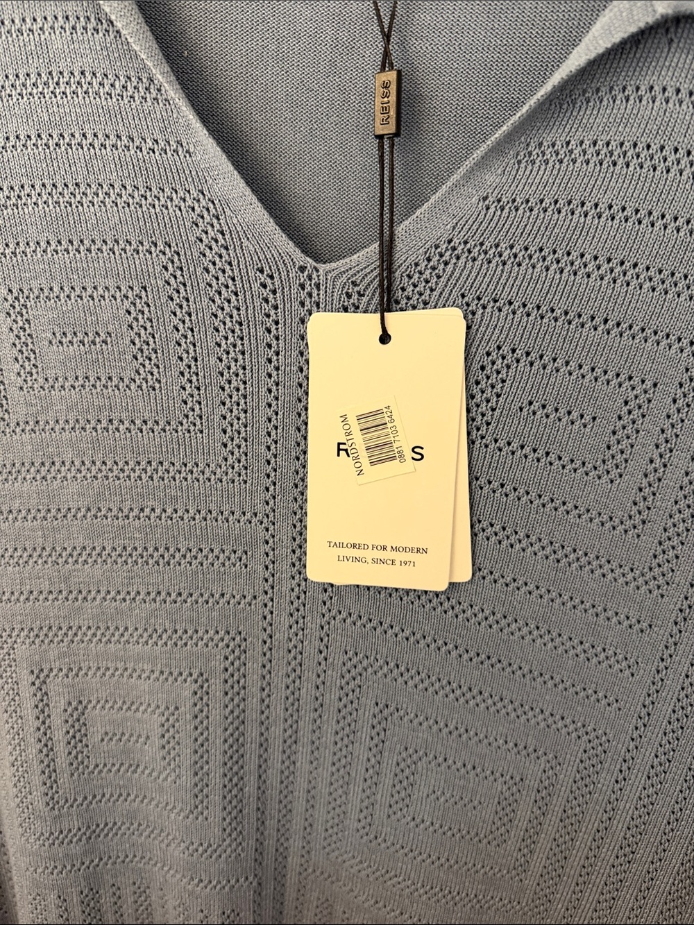 Reiss Light Blue Short Sleeve Knit Polo - Picture 2 of 3